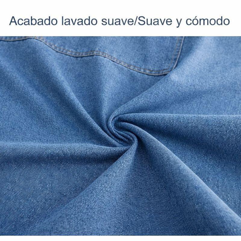 Raquel – Delantal vaquero ultrasuave con bolsillos y tirantes ajustables