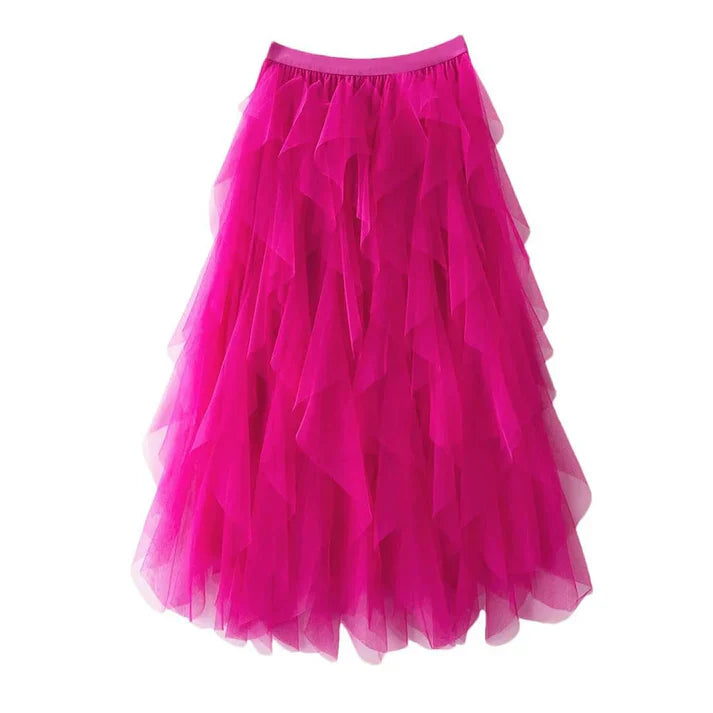 Dafne – Falda midi con capas irregulares