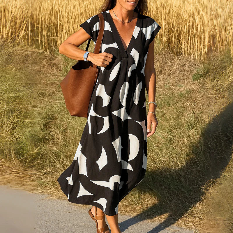 Valeria | vestido con estampado artístico y corte relajado