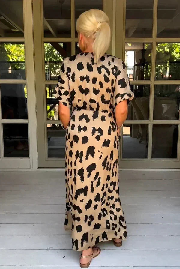 Candela™ | Elegante vestido largo con estampado de leopardo