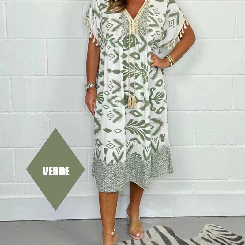 Celia™ Vestido Corto de Punto con Flecos