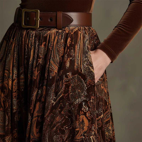 Raquel – Conjunto elegante de top y falda maxi estampada
