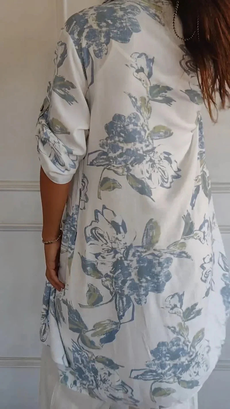 Judit™ – Vestido camisero floral con bolsillos y frescura relajada
