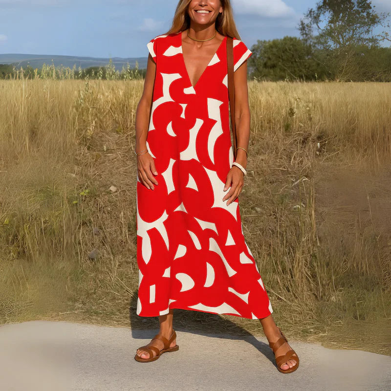 Valeria | vestido con estampado artístico y corte relajado