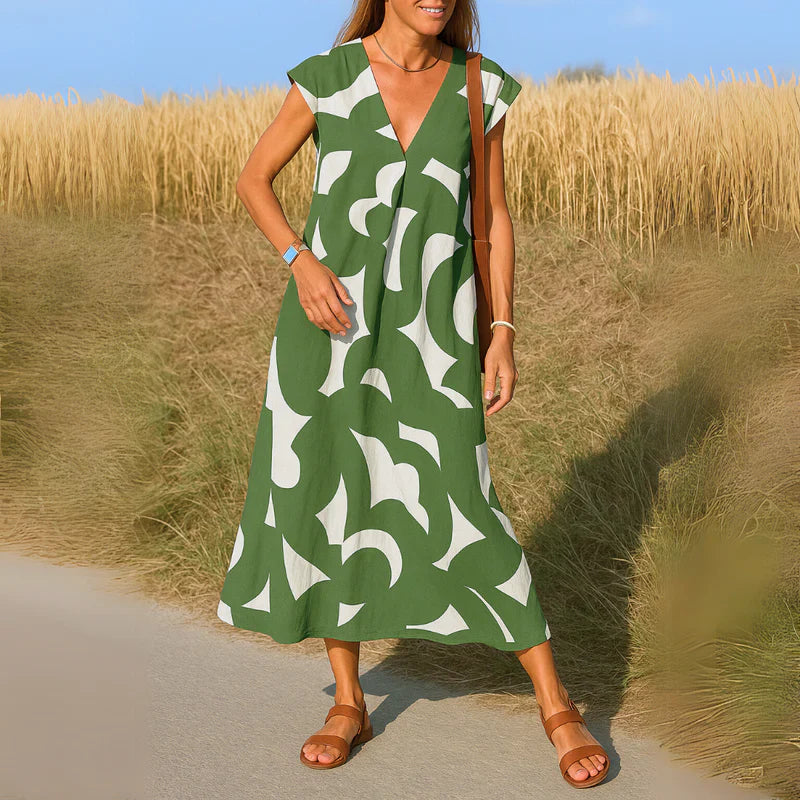 Valeria | vestido con estampado artístico y corte relajado