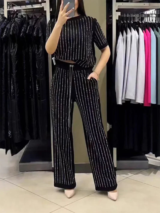 Yara - Conjunto de dos piezas con rayas brillantes
