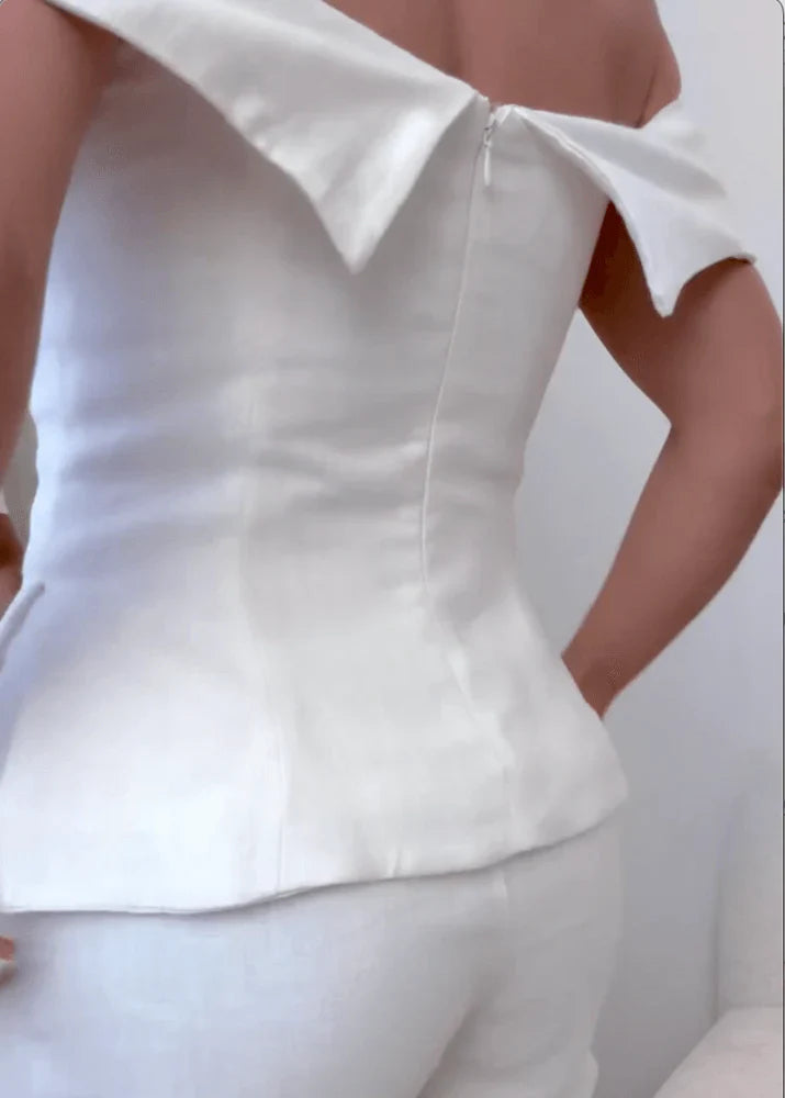 Alicia - Conjunto blanco de dos piezas elegante