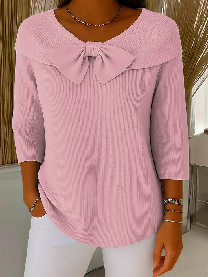 Lidia - Blusa de punto elegante con lazo en el cuello