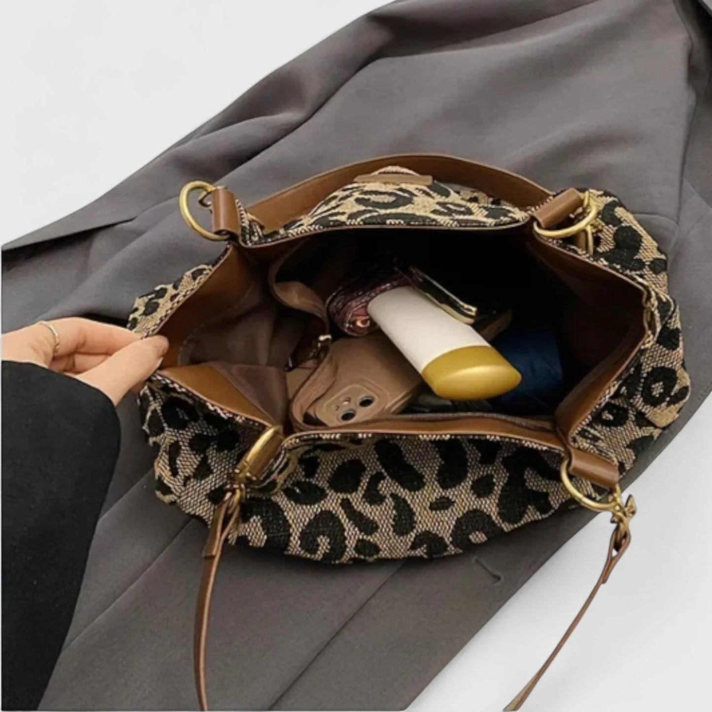 Valeria - Bolso grande con elegante estampado de leopardo