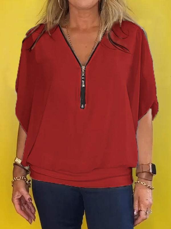 Paloma - Blusa informal con cremallera para mujer
