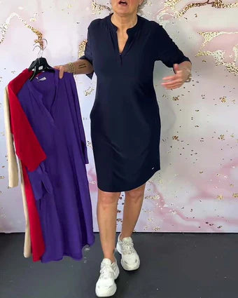Esther™ | Vestido liso con escote en pico