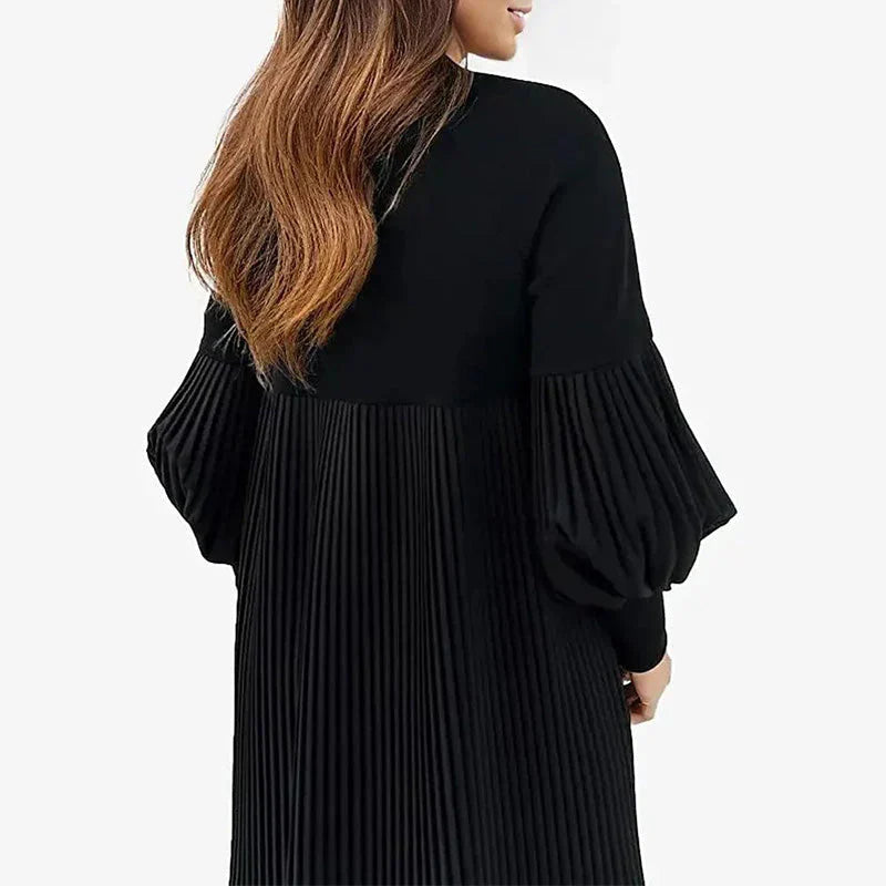 Renata | Vestido con mangas abullonadas y cuello alto