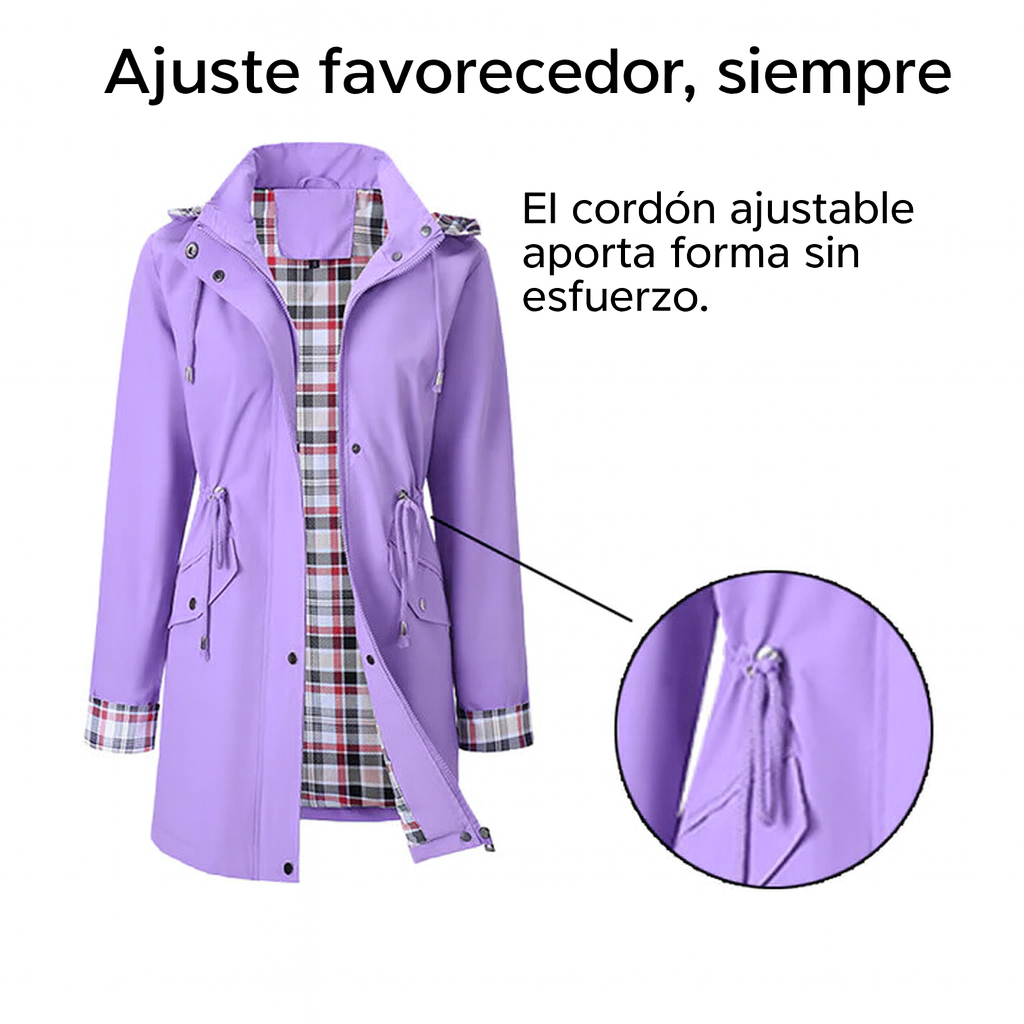 Eva - Chaqueta impermeable con interior de cuadros