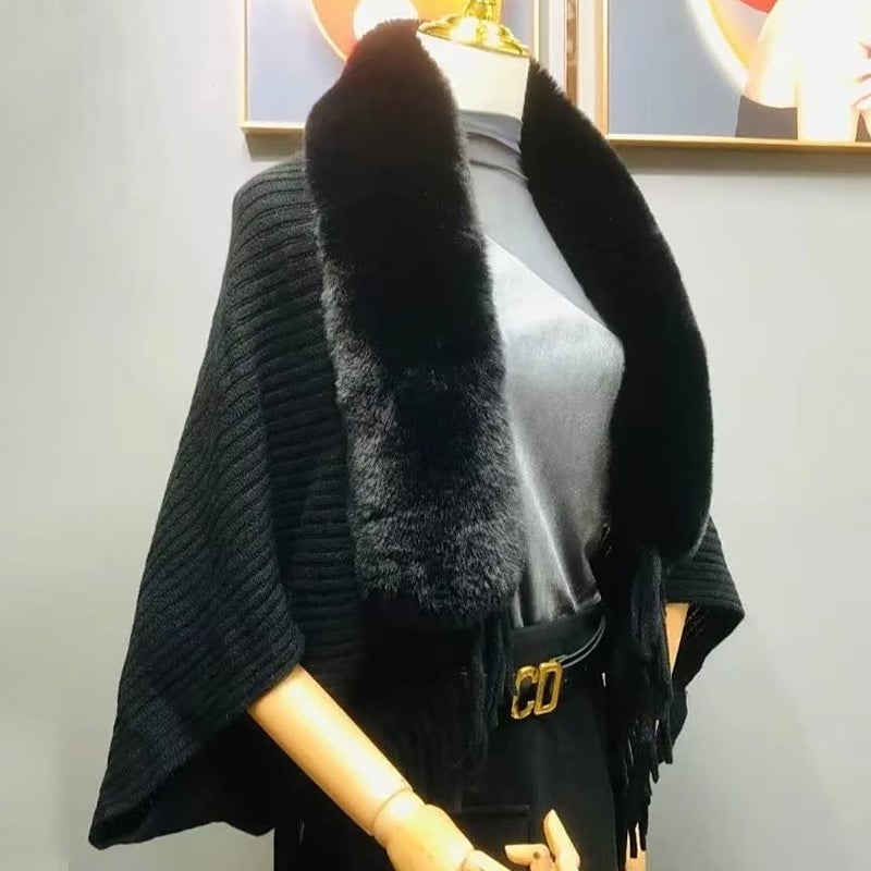 Livia - Bufanda amplia con cuello efecto pelo