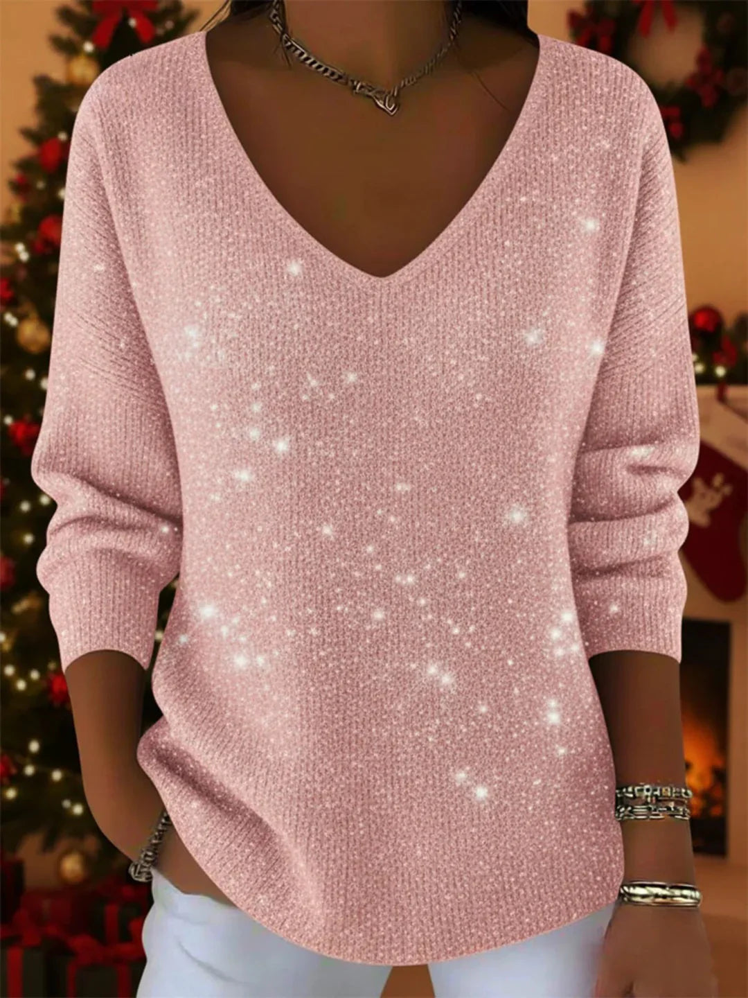 Reina | Jersey casual con brillo festivo y elegancia sin esfuerzo