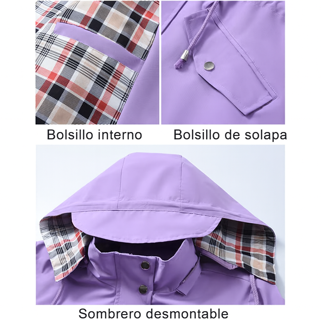 Eva - Chaqueta impermeable con interior de cuadros