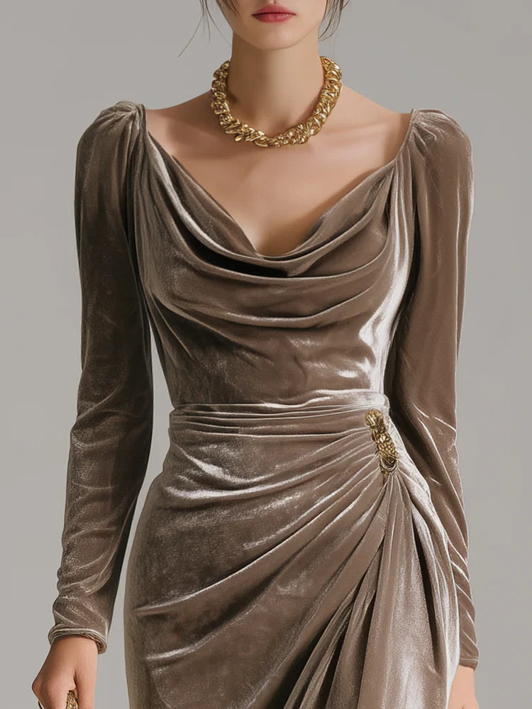 Bianca - Elegante vestido midi de terciopelo