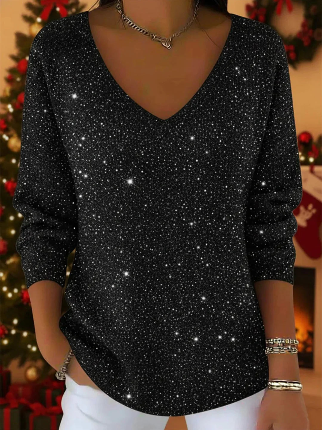 Reina | Jersey casual con brillo festivo y elegancia sin esfuerzo