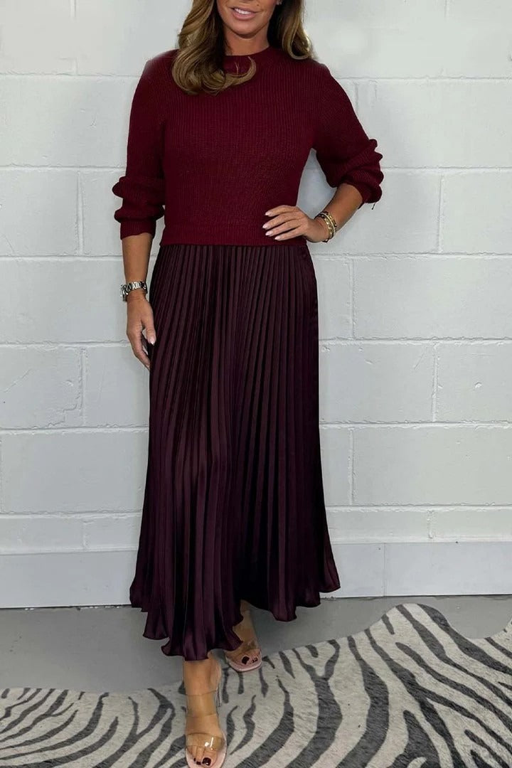 Miranda | Elegante y bonito vestido plisado con cuello redondo para mujer