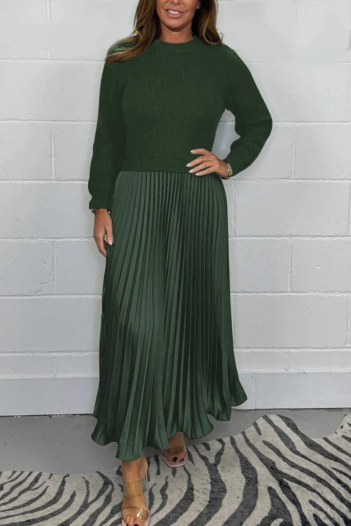 Miranda | Elegante y bonito vestido plisado con cuello redondo para mujer