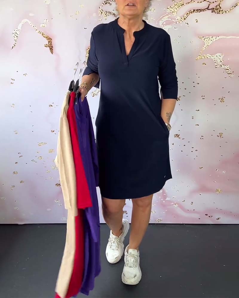 Esther™ | Vestido liso con escote en pico