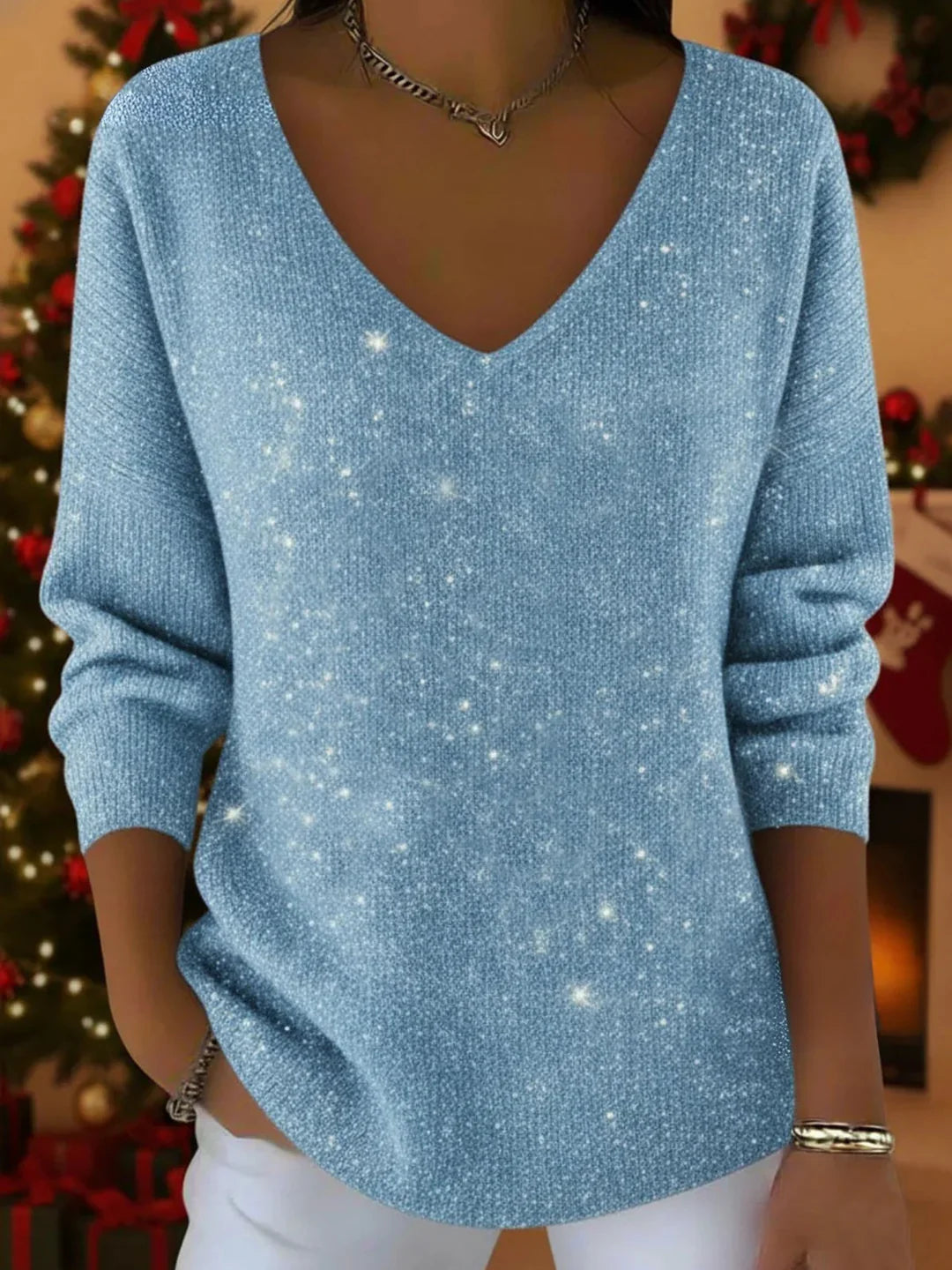 Reina | Jersey casual con brillo festivo y elegancia sin esfuerzo