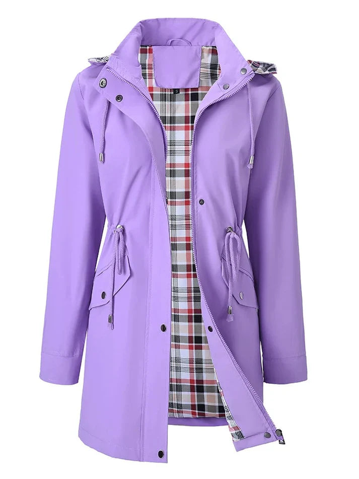 Eva - Chaqueta impermeable con interior de cuadros