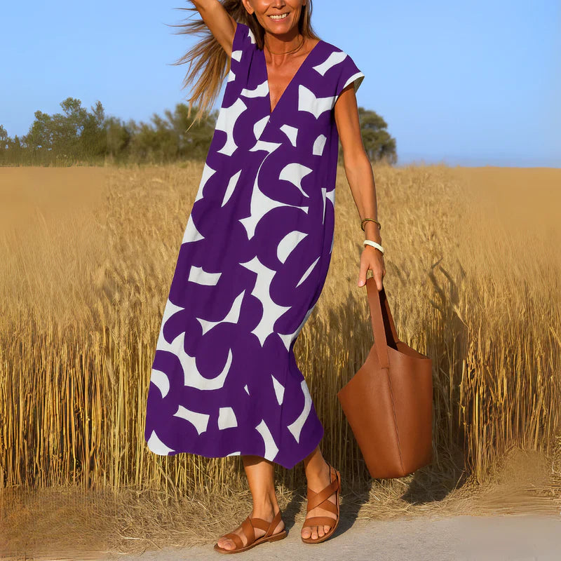 Valeria | vestido con estampado artístico y corte relajado