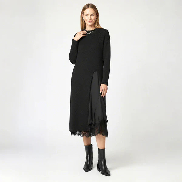 Oriana | Conjunto de punto cálido con vestido satinado interior