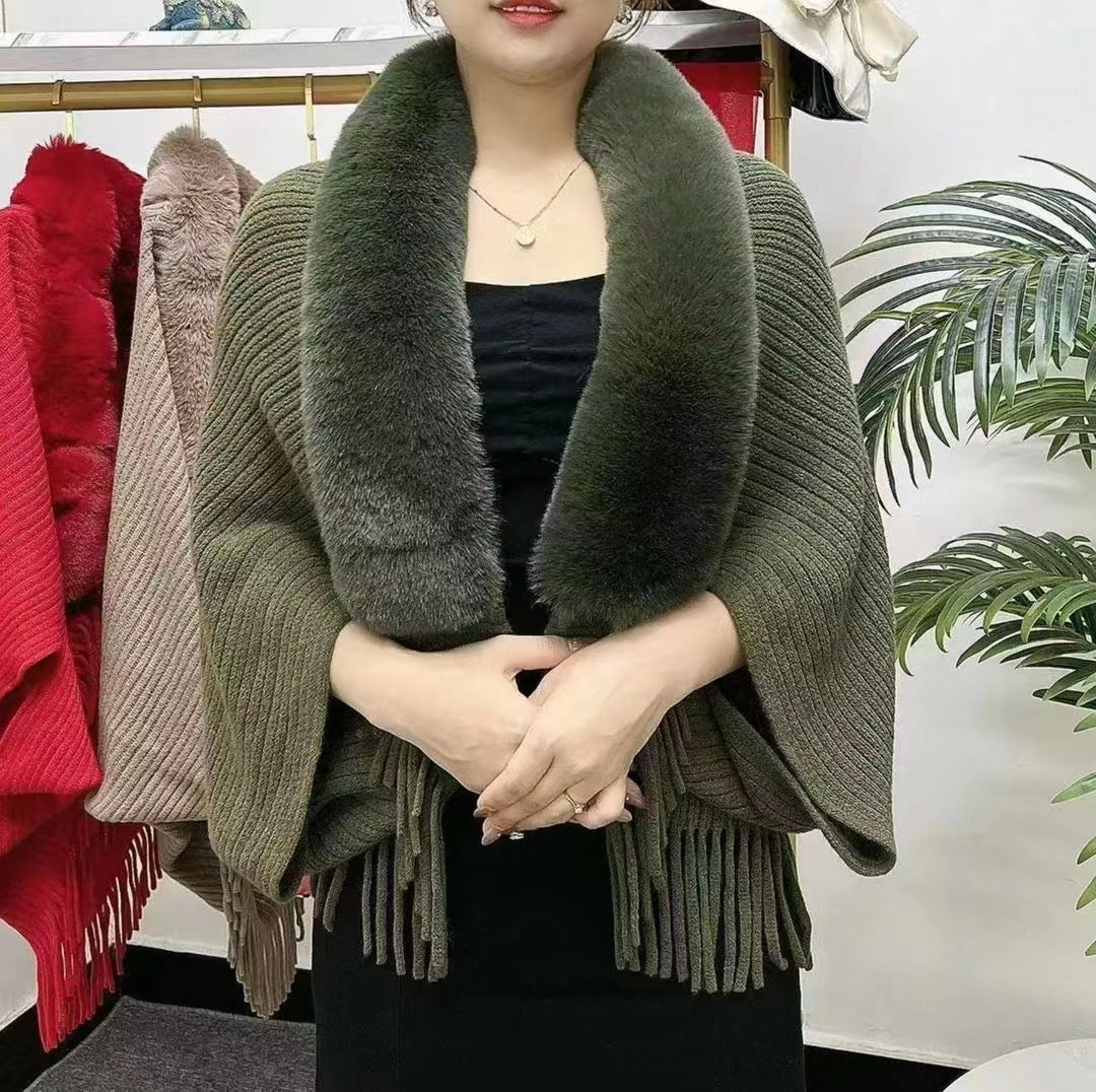 Livia - Bufanda amplia con cuello efecto pelo