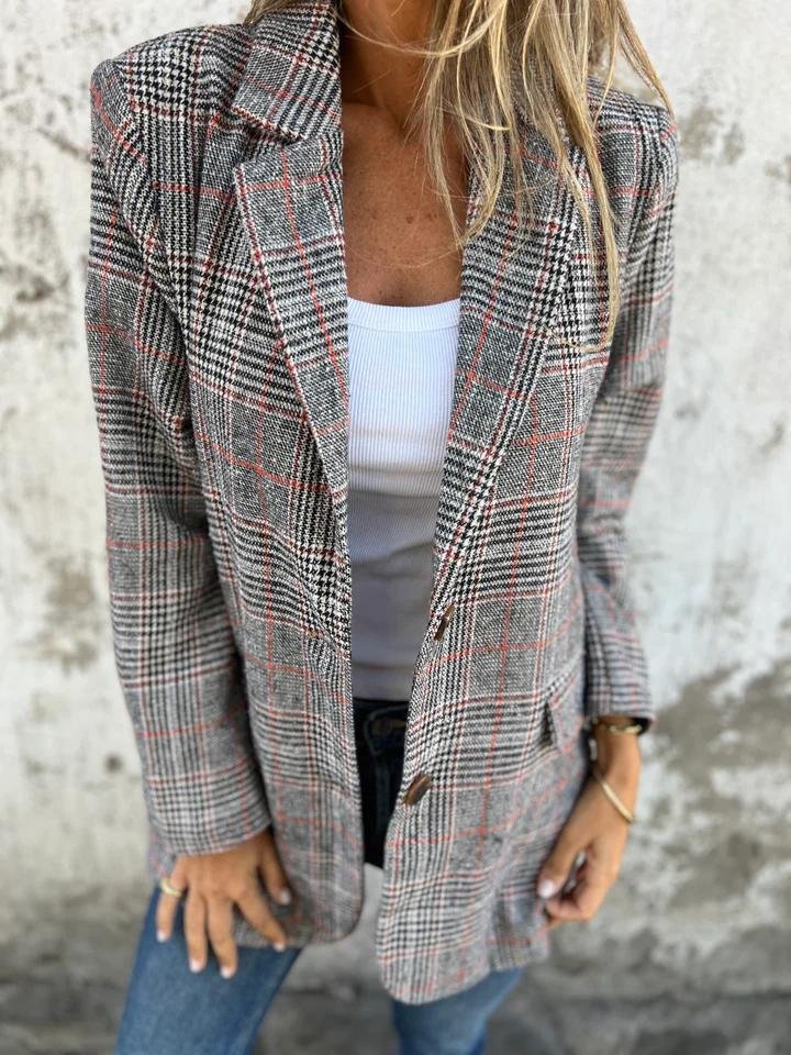 Romina - Blazer informal a cuadros con solapas