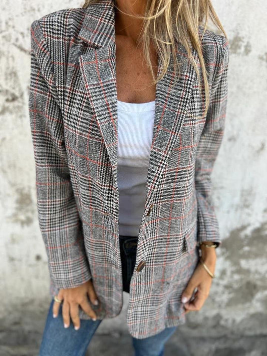 Romina - Blazer informal a cuadros con solapas