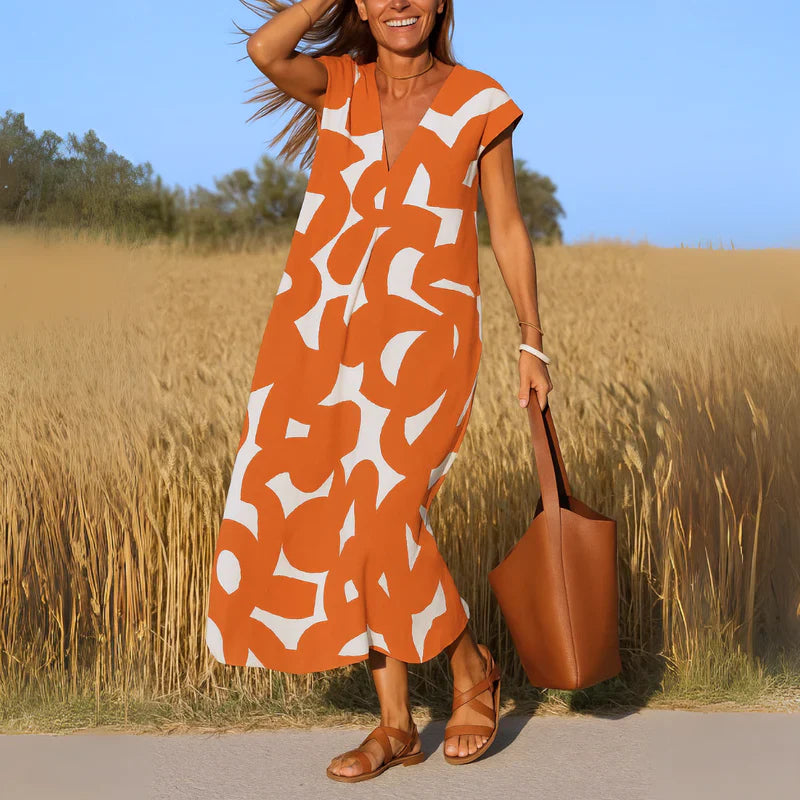Valeria | vestido con estampado artístico y corte relajado
