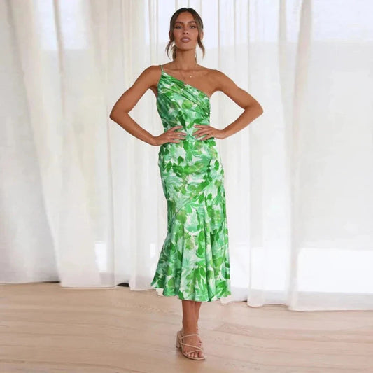 Sofía/ Vestido maxi floral asimétrico