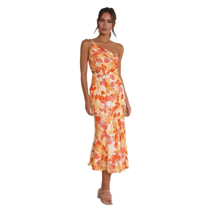 Sofía/ Vestido maxi floral asimétrico