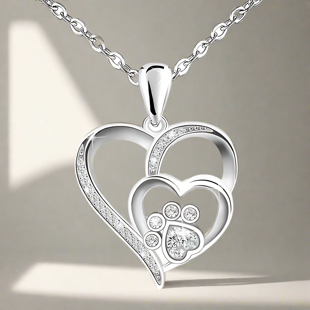 Lealtad | Collar Doble Corazón con Huella