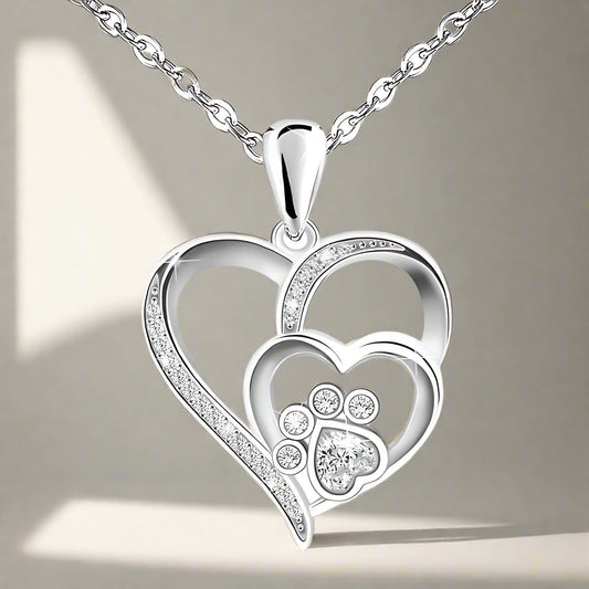 Lealtad | Collar Doble Corazón con Huella