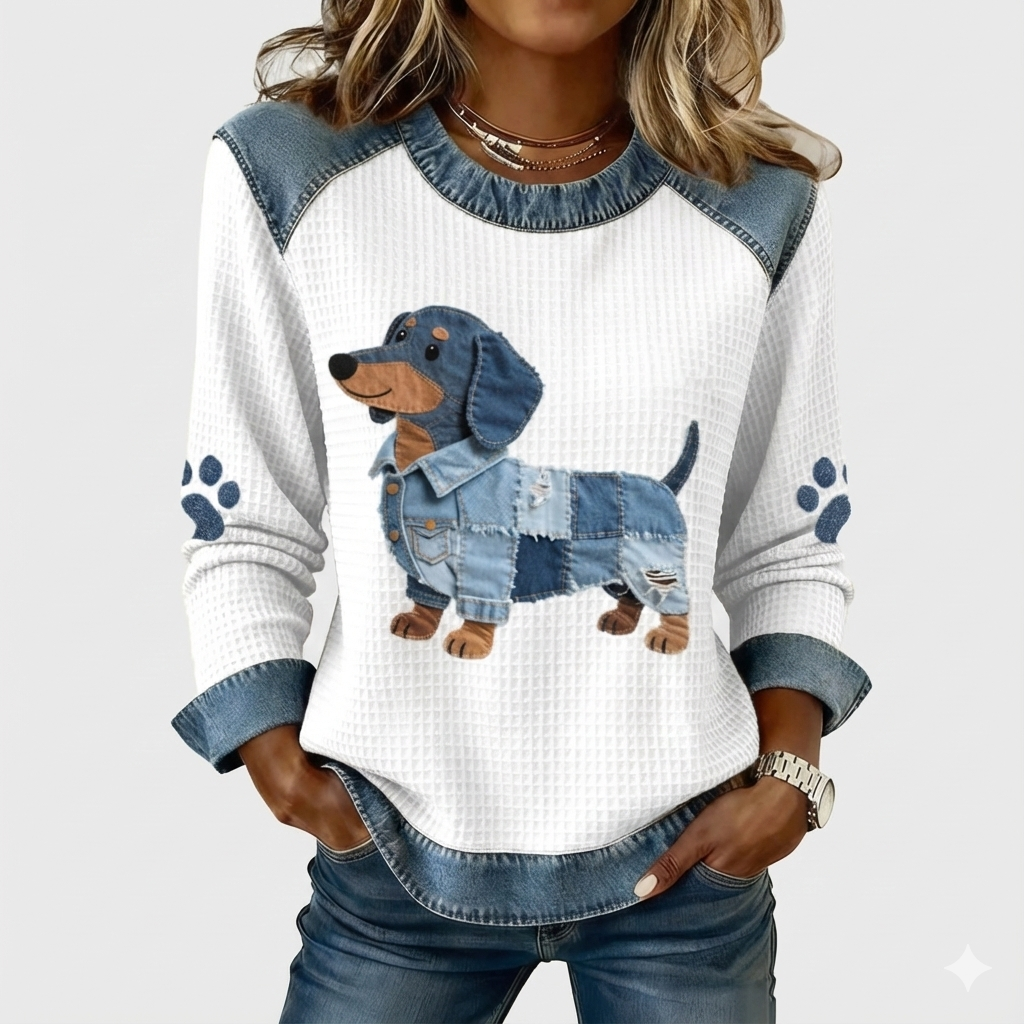Max | Sudadera Terrier con Detalles Denim