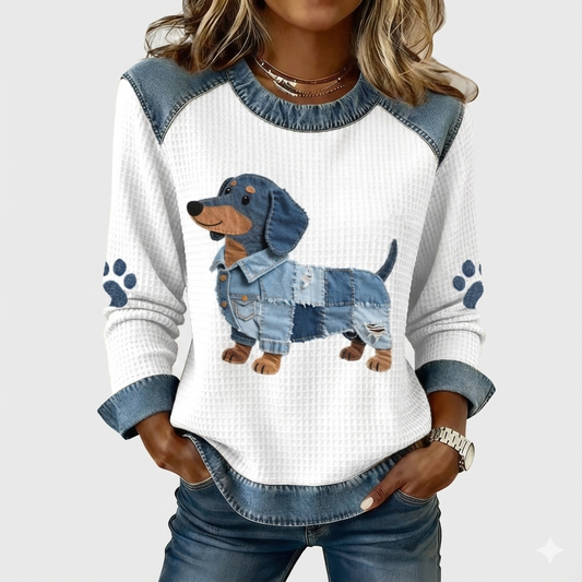 Max | Sudadera Terrier con Detalles Denim