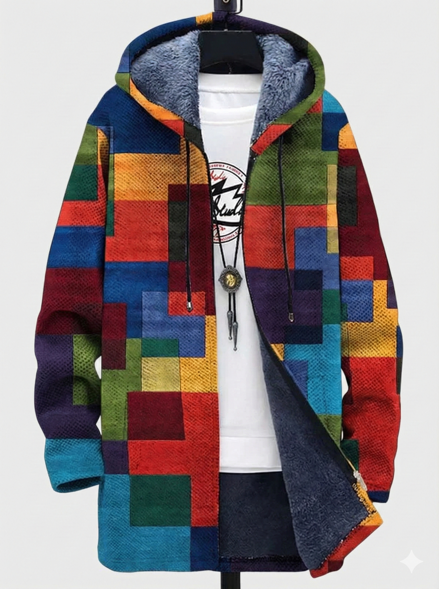 Hugo | Abrigo con Capucha y Estampado Mosaico