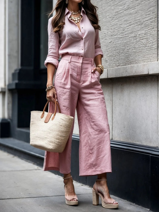 Belinda - Conjunto de camisa y pantalón amplio