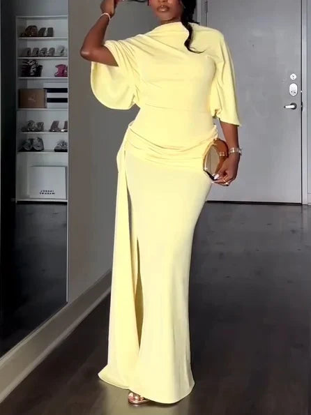 Gala - Vestido maxi con capa y espalda descubierta