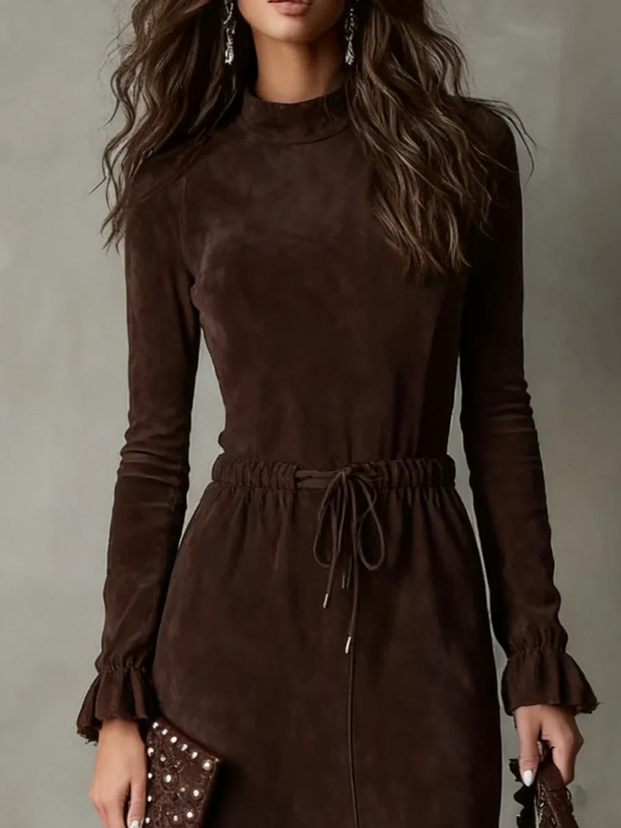 Marisela – Vestido midi de efecto ante