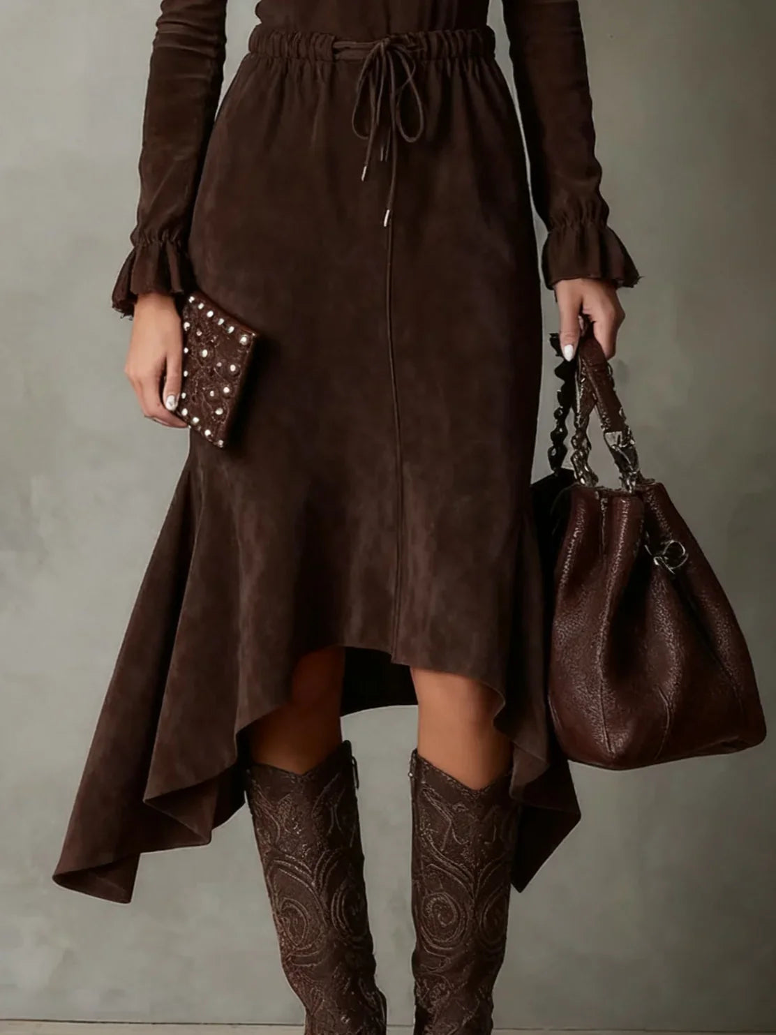 Marisela – Vestido midi de efecto ante