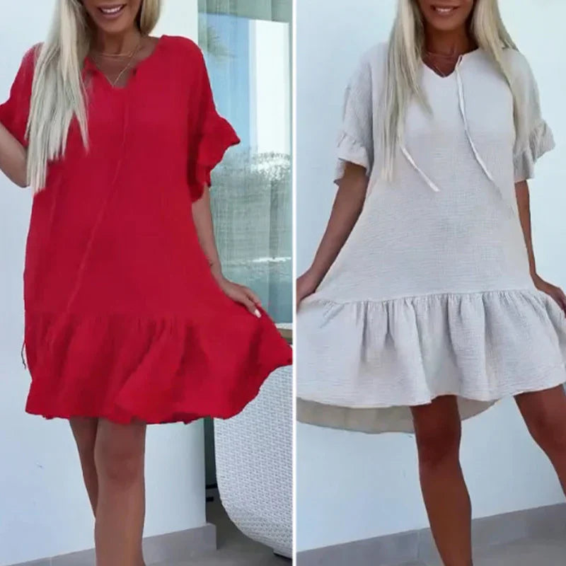 Vestido de Mujer de Algodón y Lino – Elegancia Atemporal y Confort Natural