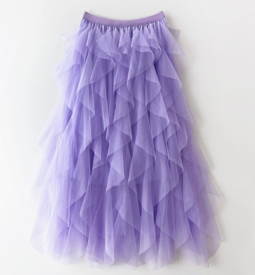Dafne – Falda midi con capas irregulares