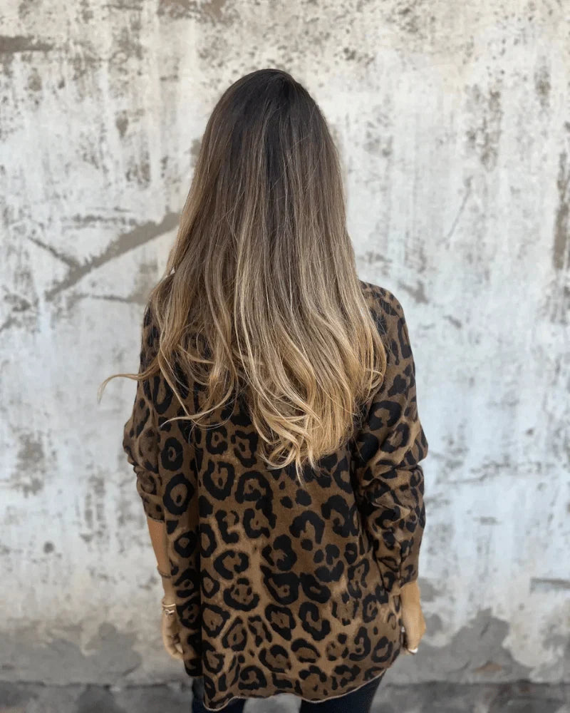 Elvira - Blusa casual con estampado de leopardo