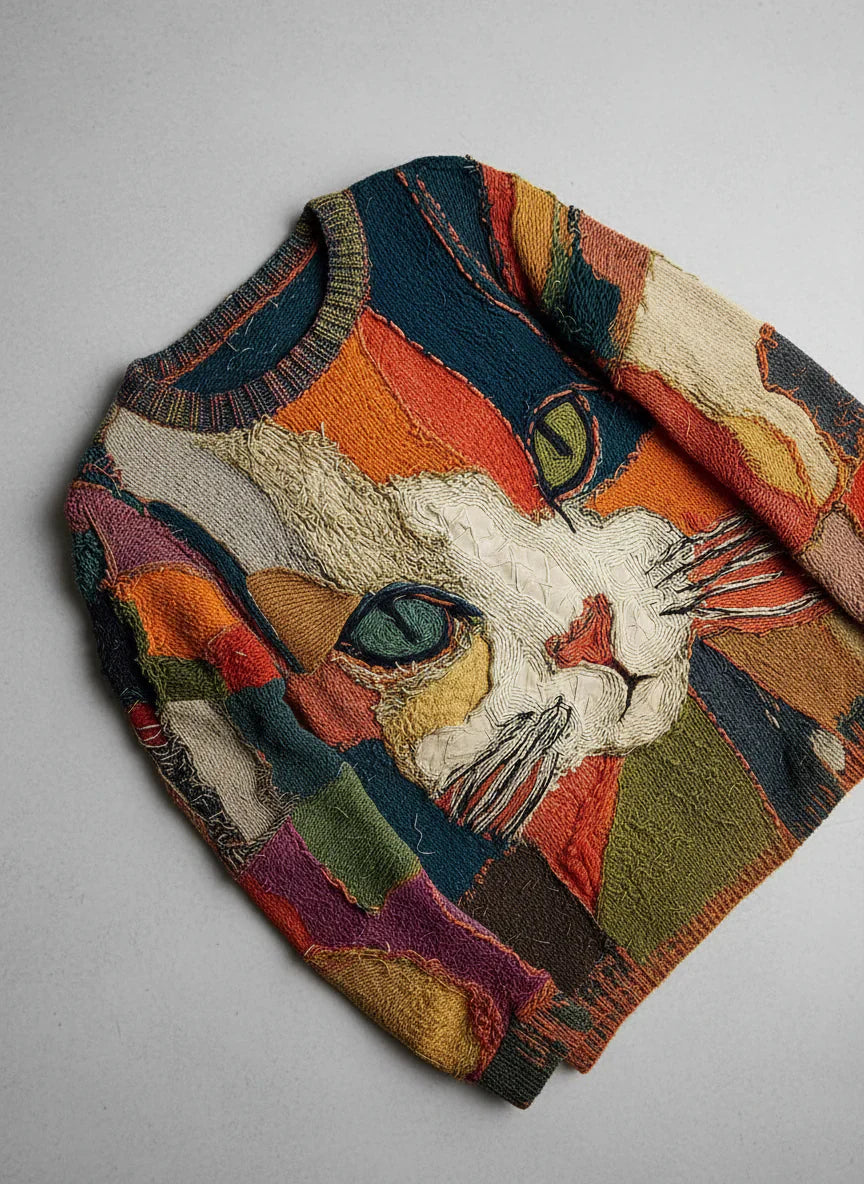 Purr | Sudadera con Estampado Artístico de Gato