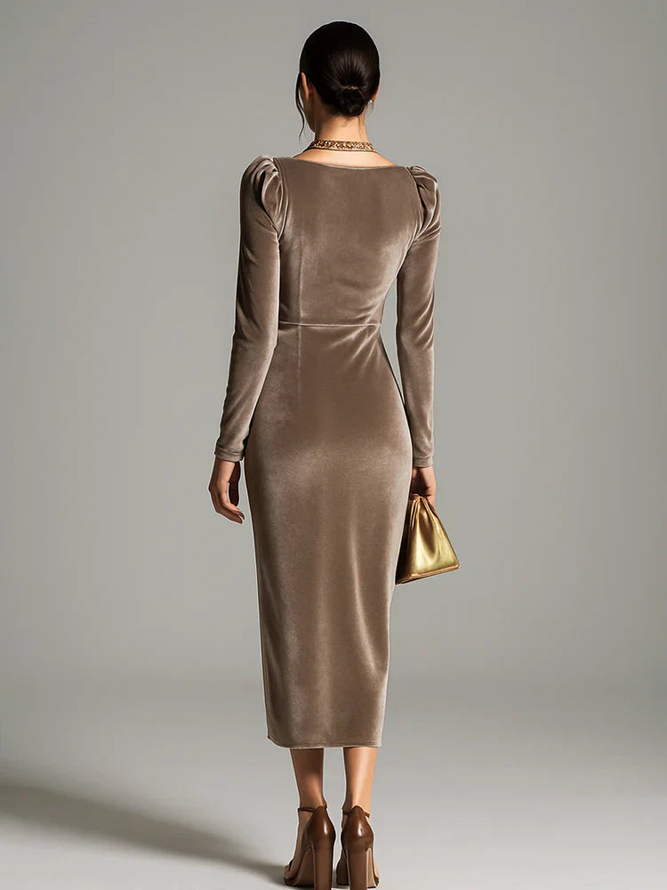 Bianca - Elegante vestido midi de terciopelo