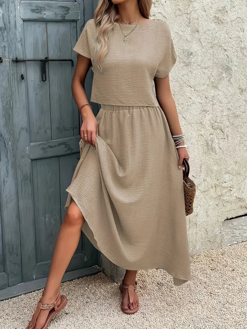 Malena™ | Conjunto fluido de top y falda midi con efecto elegante y relajado